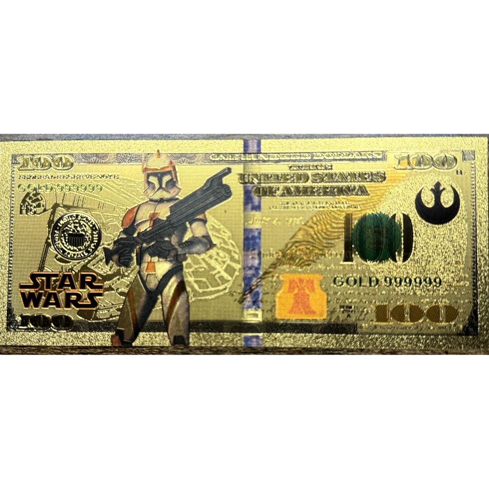 Commander Cody Alt Clone Wars Star Wars Gold Banknote Collectible $100 Bill